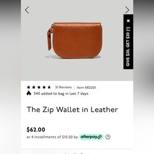 Madewell Leather Zip Wallet